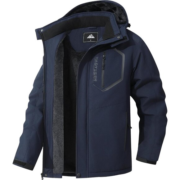 Men's Mountain Ski Jacket Winter Snow Coats Waterproof Warm Fleece Lining Jacket
